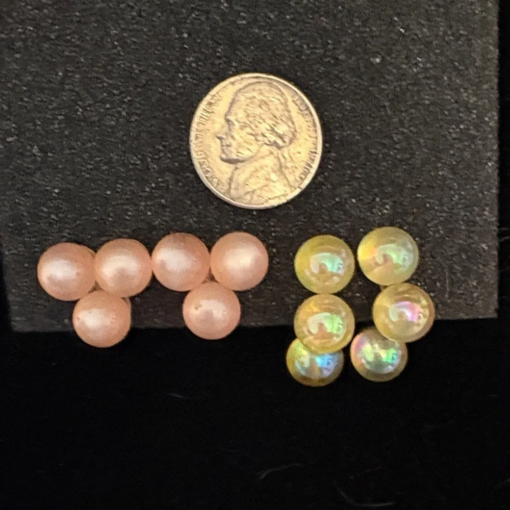 Vintage earrings Sterling pink moon glow & Soap Bubble Bead screw back earrings